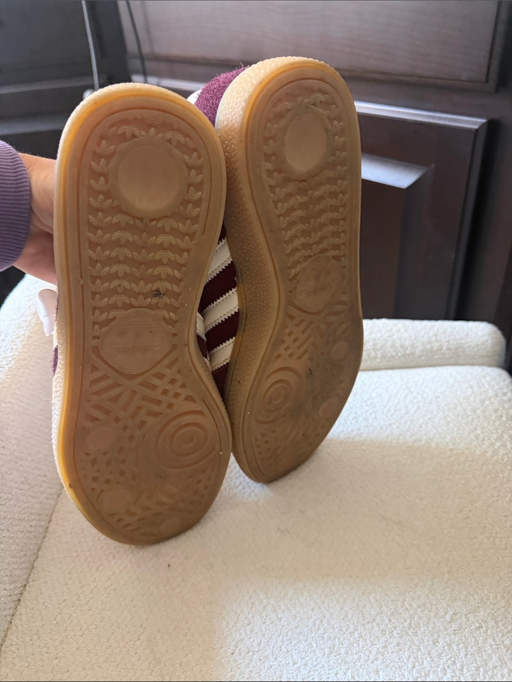 adidas spezial Burgundy Suede Sneakers with light Pink Ribbon Laces - Picture 6 of 7